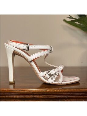 Prada Madras Bianco Paprika Strappy Heels